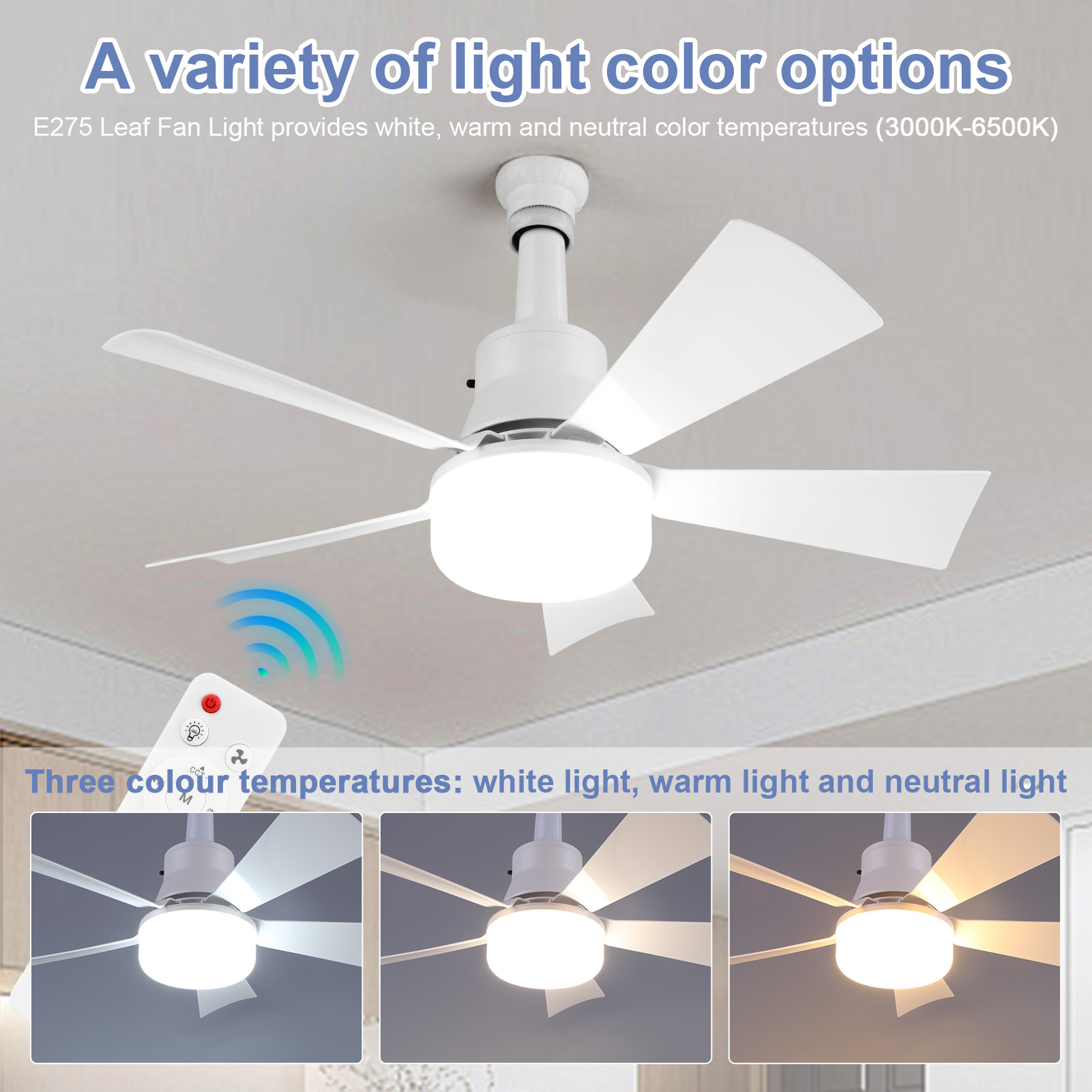 Home Office In Living Room - Ventilatore da Soffitto 2-in-1 con Luce,