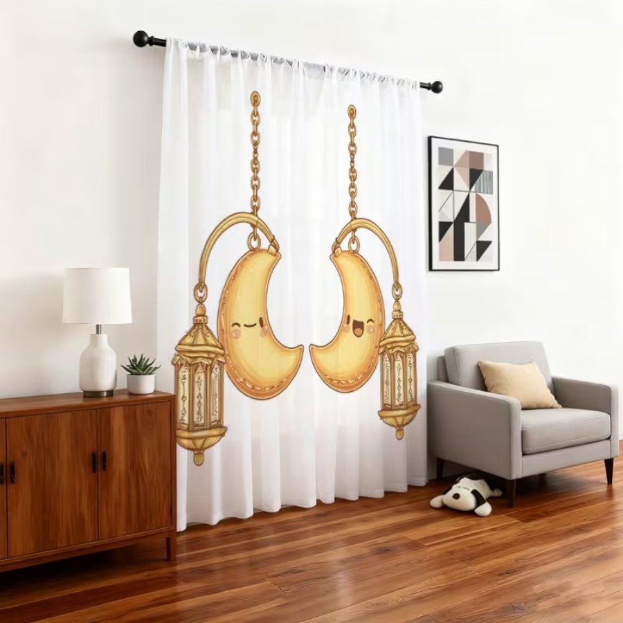 Home Office Lamp - 2 Pezzi Tende Trasparenti con Stampa