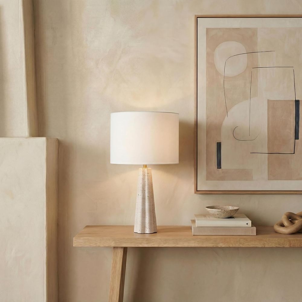 Desk Lamp Led - Lampada da Tavolo in Travertino/Bianco da