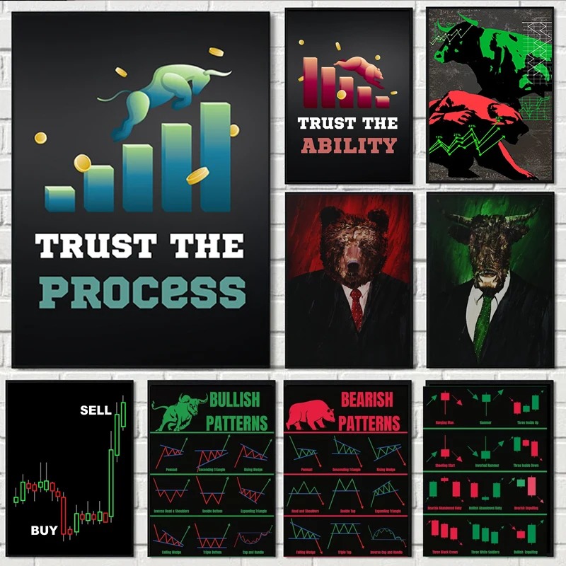Home Office Marketing - Neon Bulls & Bears Market Stock