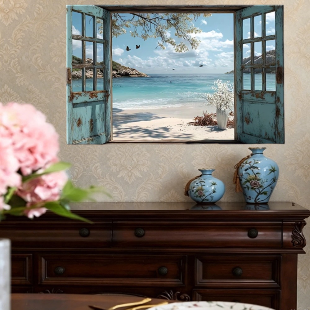 Home Office With View - Stampa con Vista sul Mare, Arte