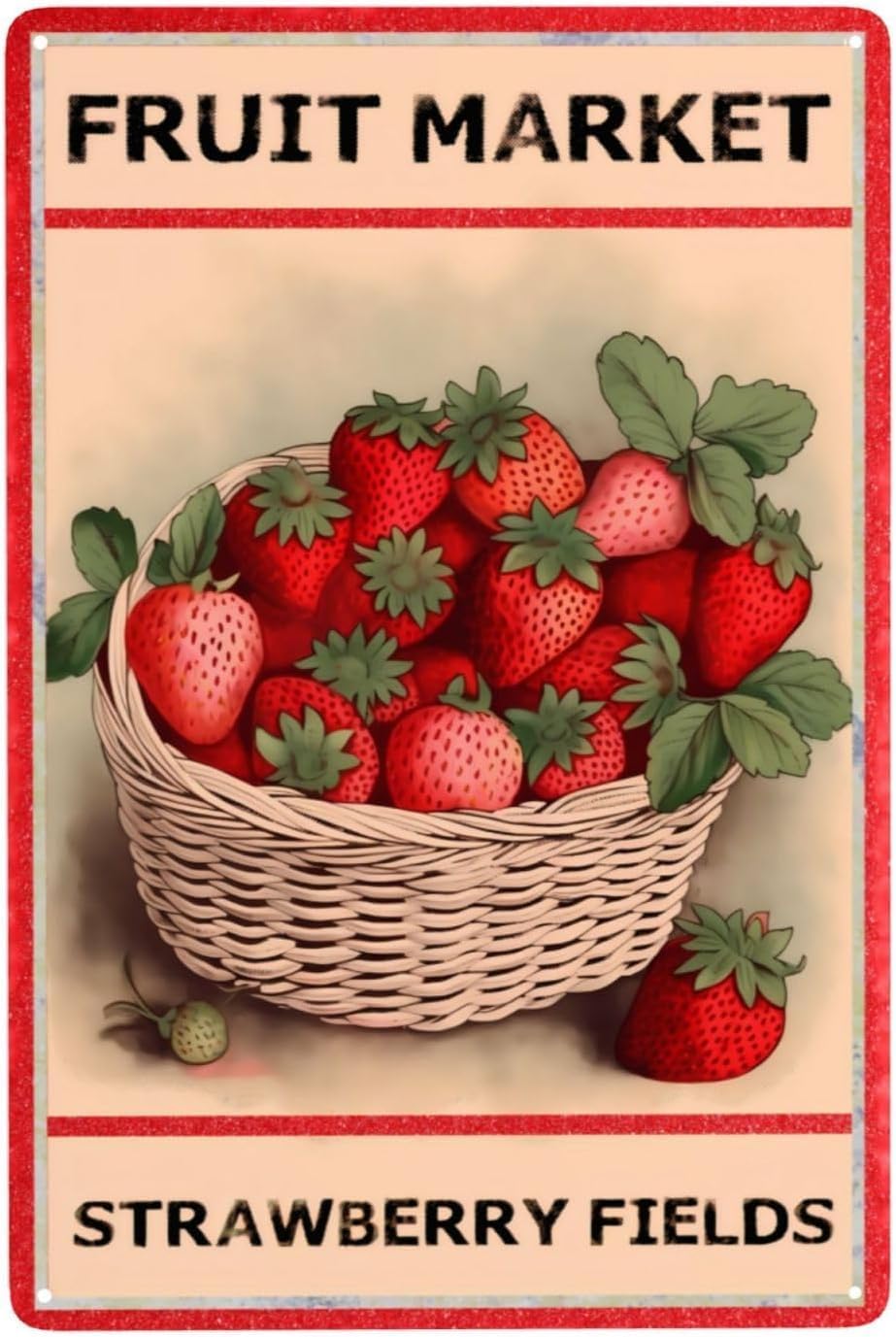 Home Office Marketing - Targa in metallo Fruit Market Strawberry