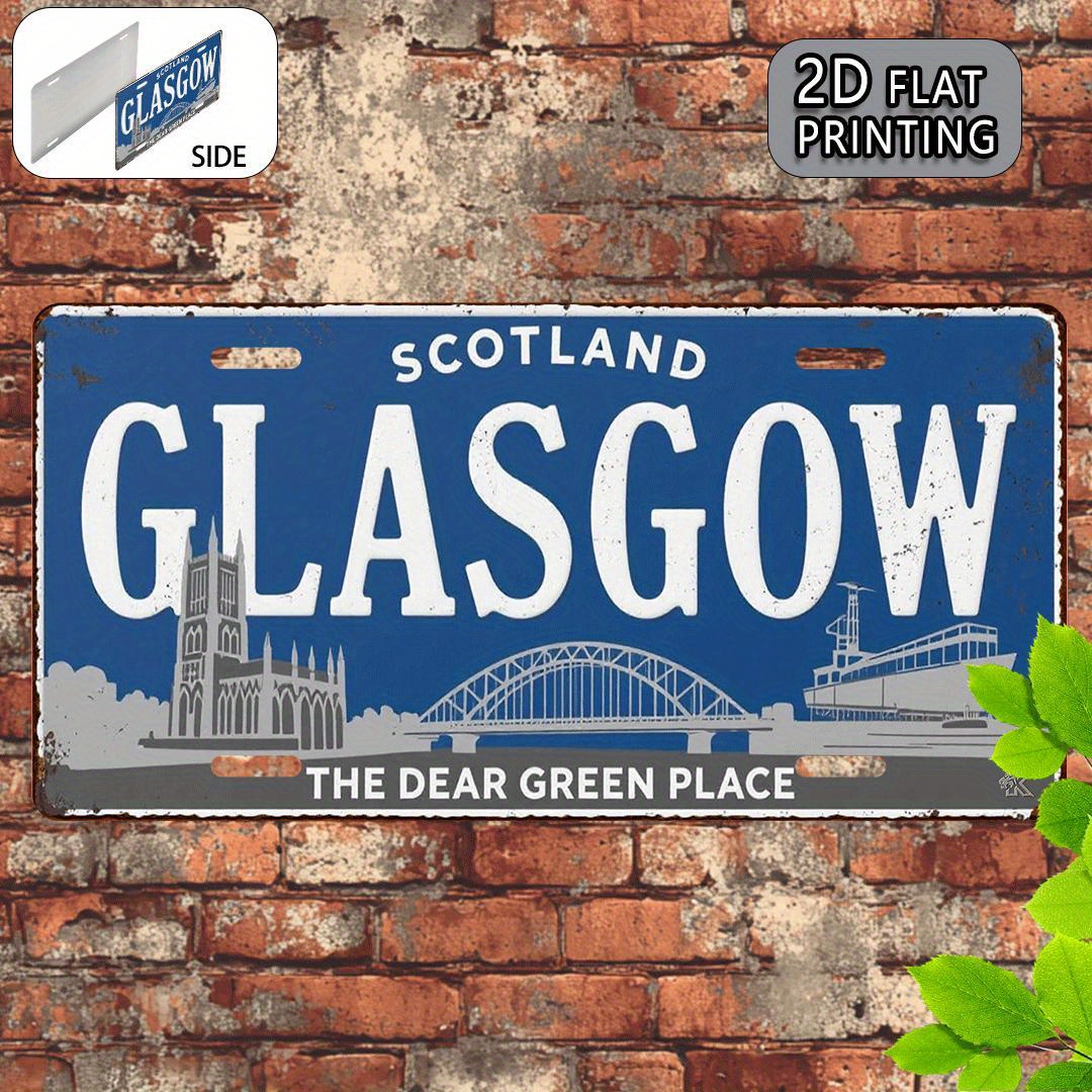 Home Office In Glasgow - Targa in metallo con skyline della
