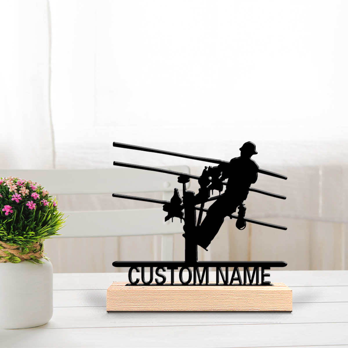 Home Office Living Room - Statua in Metallo Personalizzata per Elettricisti,